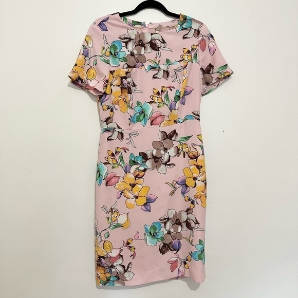 Nation LTD Dress Sheath Floral Spring Pink Short Sleeve Summer size 8 - Picture 1 of 4